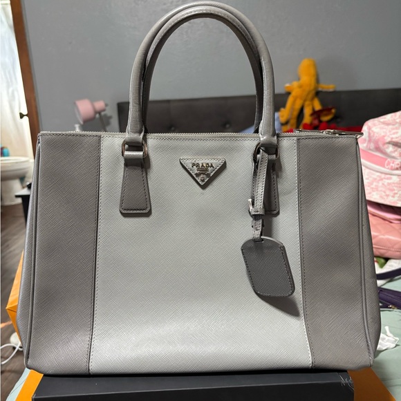 Prada Gray Leather Tote Bag - Picture 1 of 9